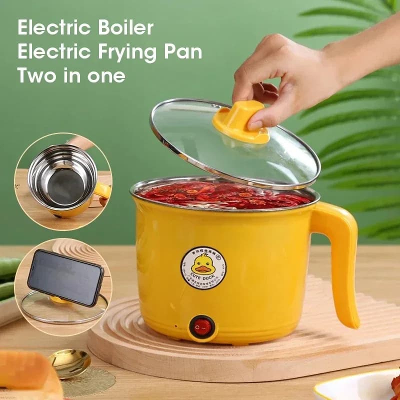 Pentola elettrica multifunzione da 1,8 litri antiaderente per zuppe, bolliture e fritture, per 1-2 persone, ideale per studenti, dormitori e casa, a risparmio energetico.