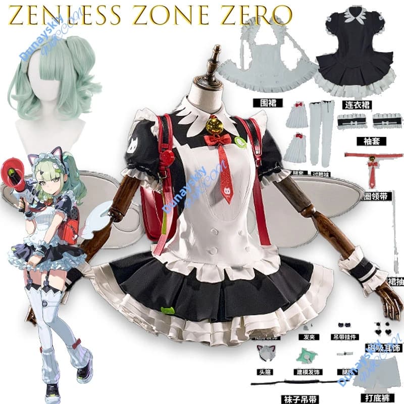 Zenless Zone Zero Sunna Afternoon Tea Break Cosplay Maid Outfit Lolita Cute Full Set Costume Wig