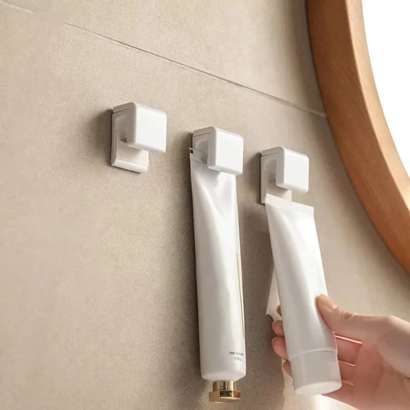 1pc Punch-free Toothbrush Holder Wall-mounted Toothpaste Holder Storage Hanging Shower Shelf for Toothbrush Face Wash Storage