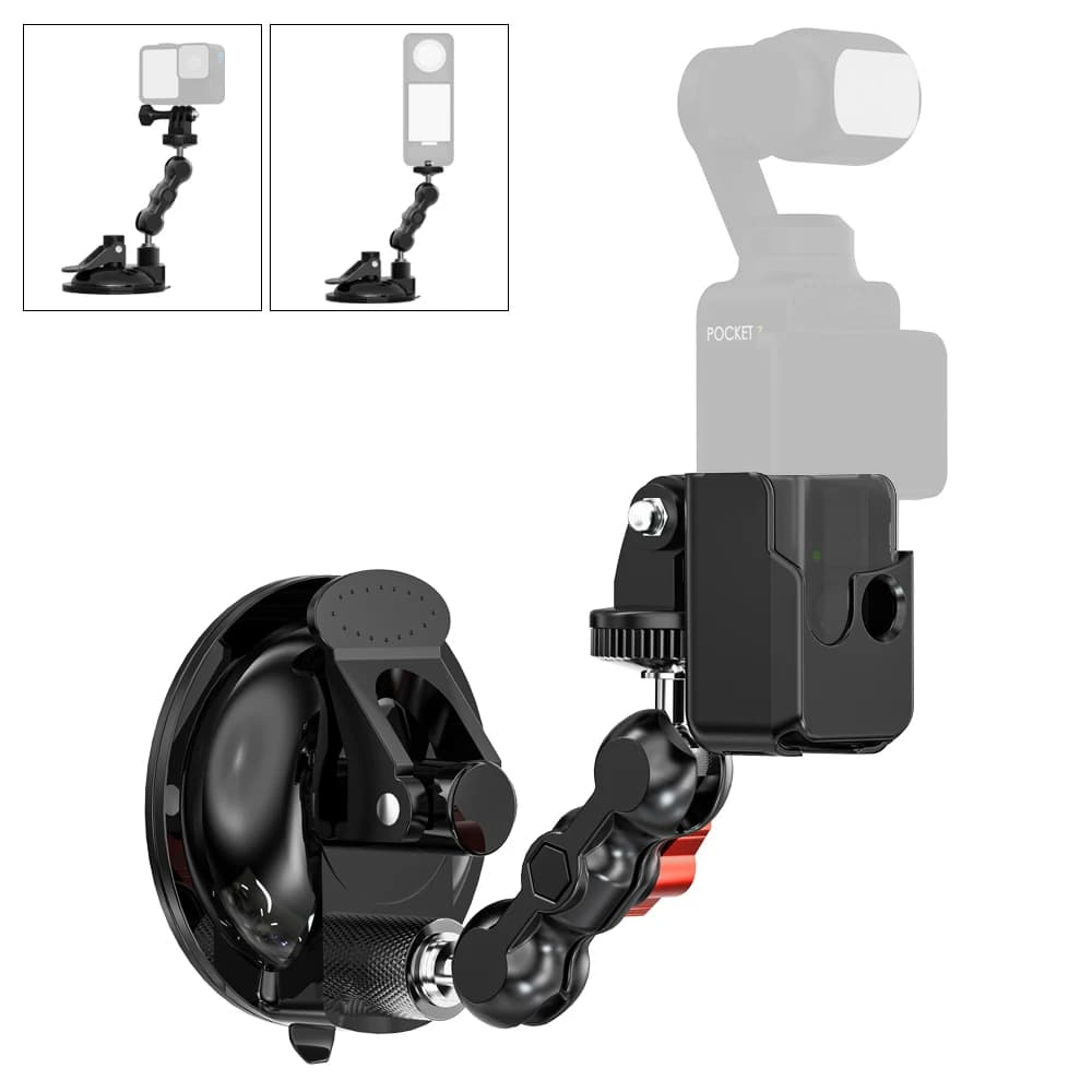 Supporto a 3 ventose tascabili, kit supporto cruscotto per finestra parabrezza con adattatore di espansione per DJI/GOPRO/Insta360 e altre action cam