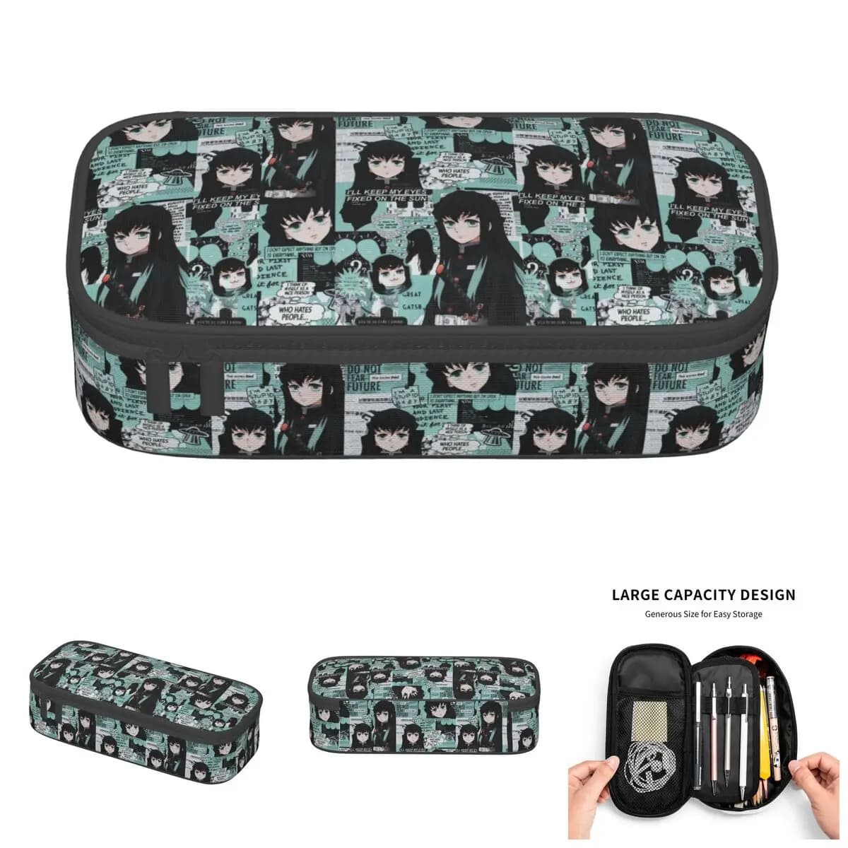 Astuccio per matite Demon Slayer Muichiro Tokito Collage coreano per ragazzi e ragazze, astuccio grande Kimetsu No Yaiba, articoli di cancelleria per studenti