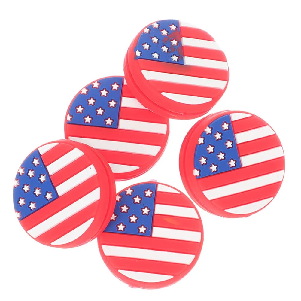 5 Pieces Antivibrations for Tennis Rack in Silicone Soft and Flexible with Motive National Flag, Vibration Absorbers for Rackets