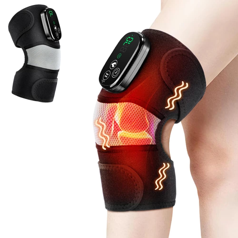 Massaggiatore Termico per Ginocchia 3 in 1, Massaggio Riscaldante per Spalle, Ginocchia e Gomiti, Ricaricabile, 6 Livelli di Vibrazione, Cuscinetto Rilassante Muscolare