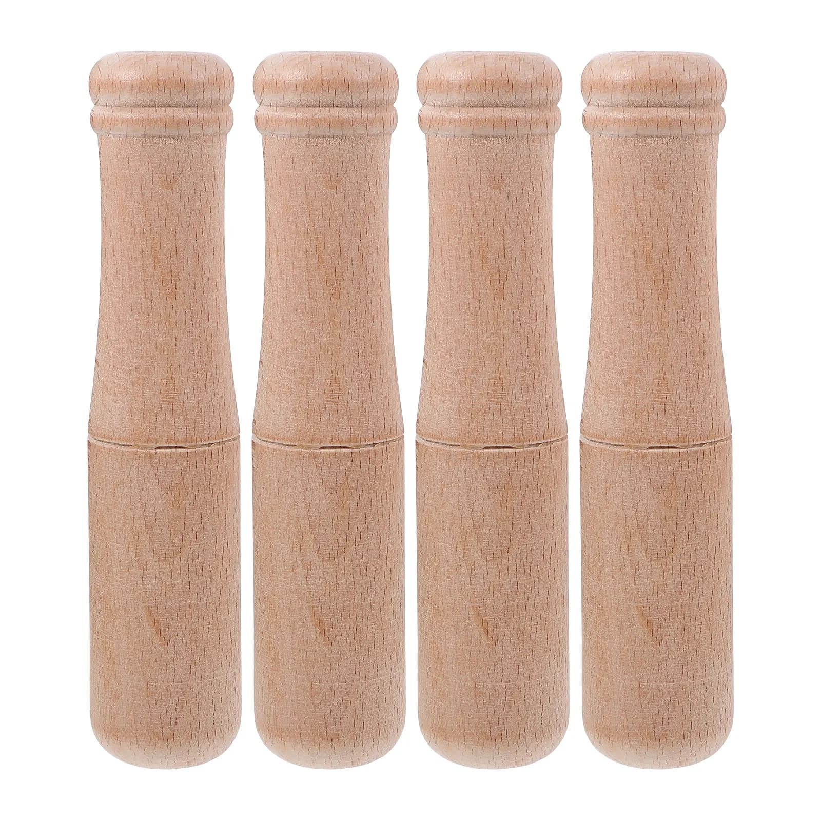 4Pcs Wooden Pestle Set Ergonomic Kitchen Grinding Rod for Garlic Crushing Spices Grinding Ginger Mashing Multi-Use Wood Pestle