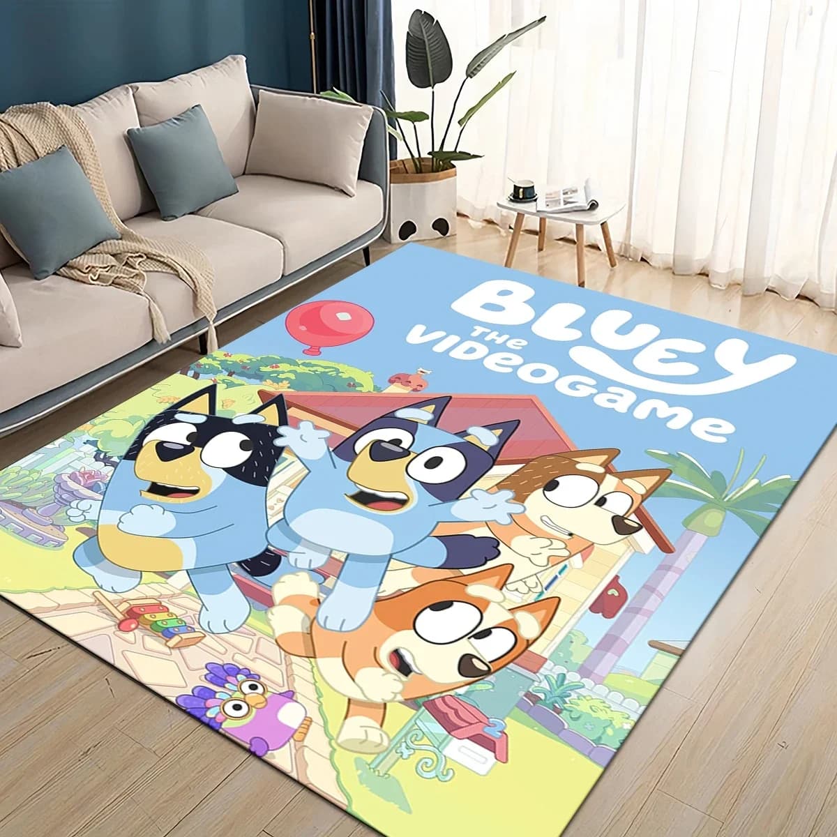 Tappeto 3D HOT con Famiglia di Cani Cartoon B-Blueys per Soggiorno, Camera da Letto, Arredamento Casa, Antiscivolo per Bambini, Tappetino per Divano