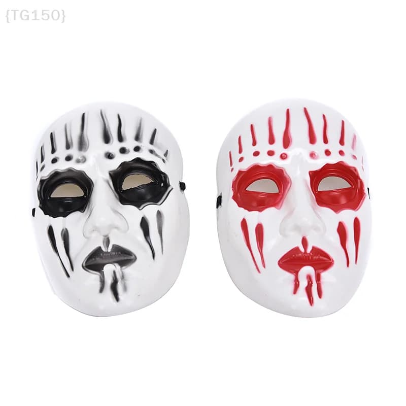 【De】 Maschera in resina Slipknot Joey Jordison e maschera con strass a pennacchio da donna - Mezza faccia con fiore in pizzo per travestimento cosplay di Halloween