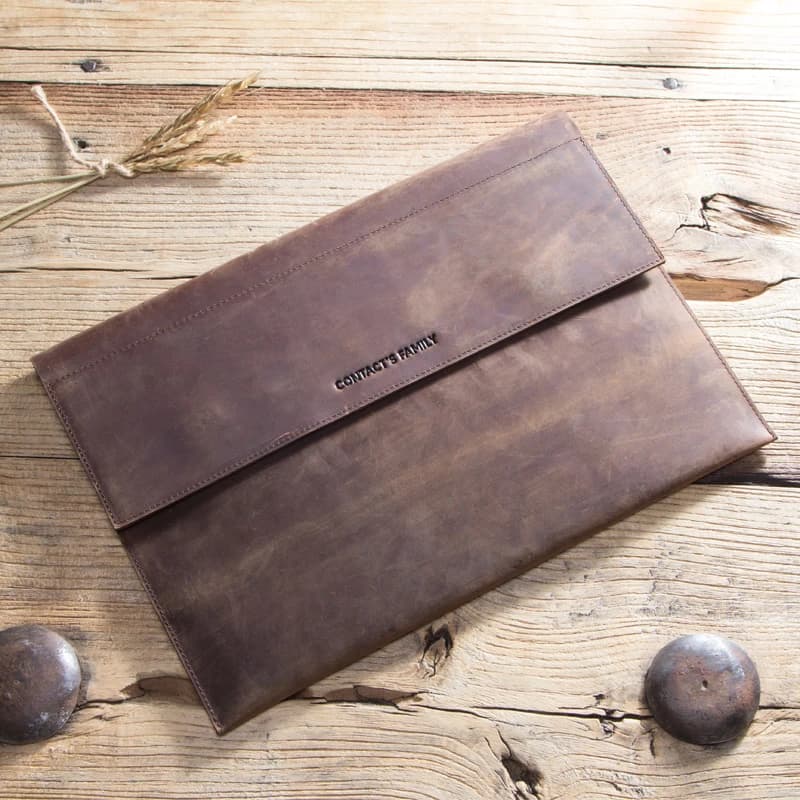 Custodia in vera pelle per laptop, iPad 12.9 pollici, MacBook 12 pollici, Galaxy Tab 12 pollici, tablet.