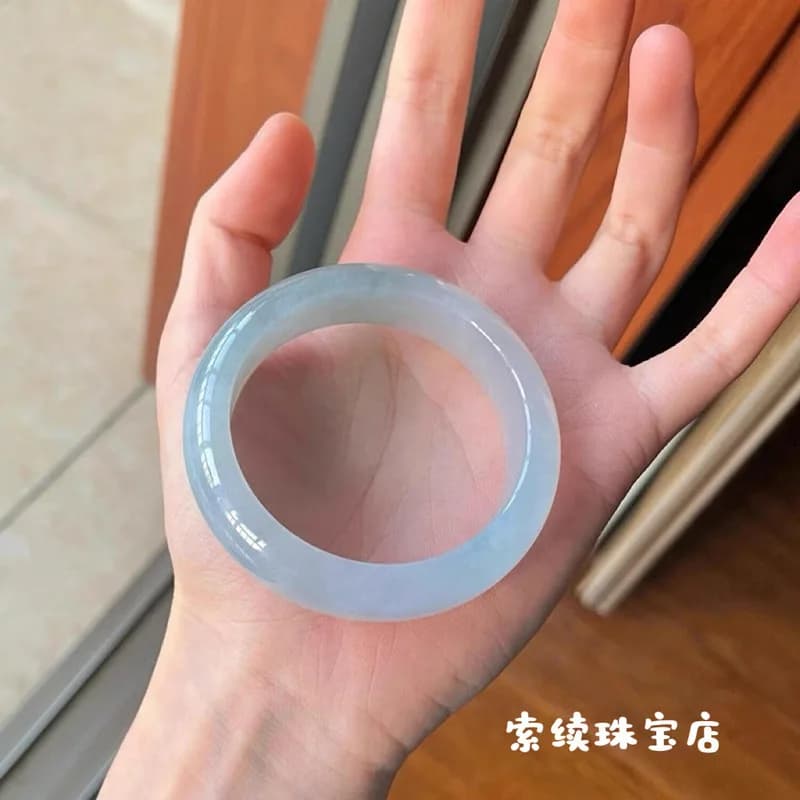 , Burmese Ice Waxy Jadeite Bracelet for Women, Old Mine Transparent and Moisture-Rich Jade Bangle