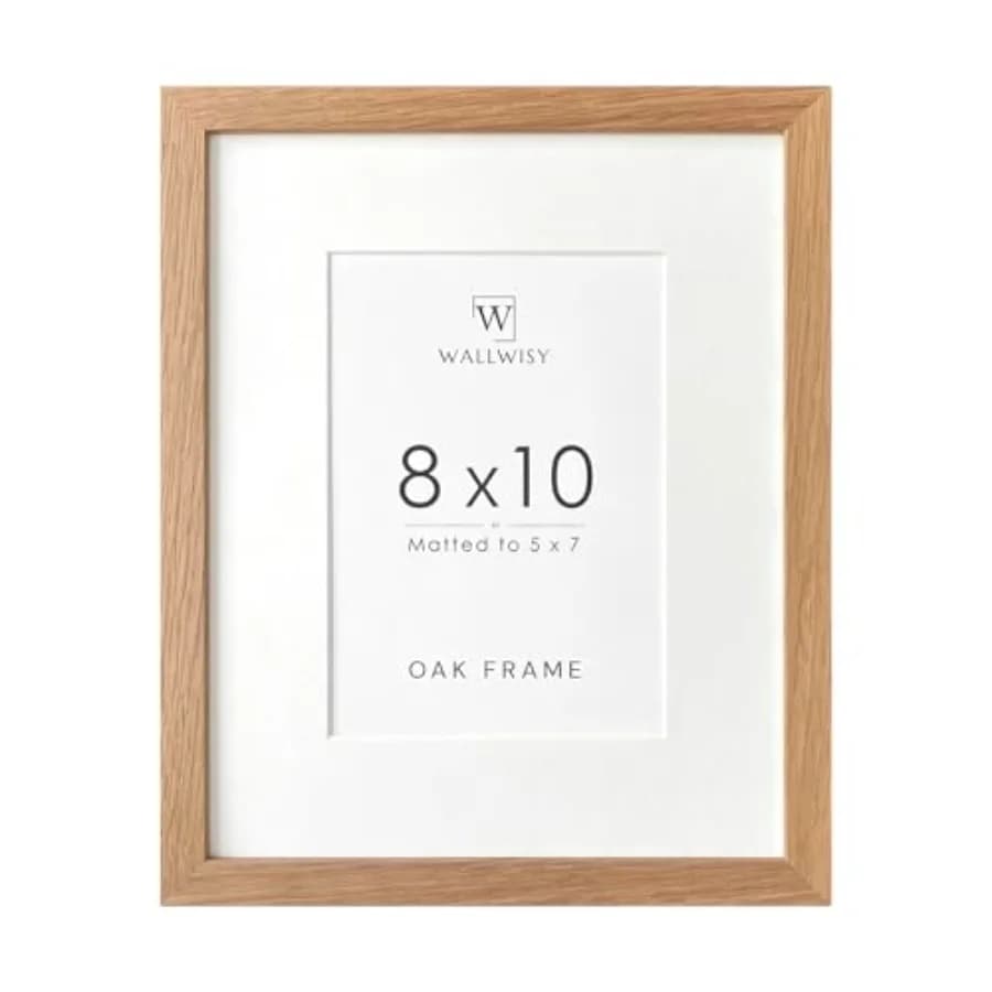 8x10 Picture Frame, Solid Oak Wood 8x10 Photo Frame with Mat to 5x7, 10x8 Picture Frames for Wall and Tabletop Display, 8 x 10
