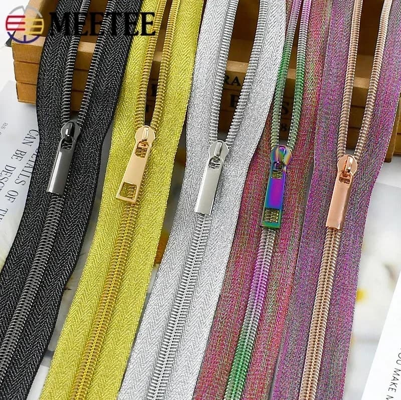 1-5M 5 # Cerniera in nylon con cerniere Estrattore per cursore per borse da cucito Zampe per metri Kit di riparazione per testa con cerniera a spirale Accessori per abbigliamento fai da te