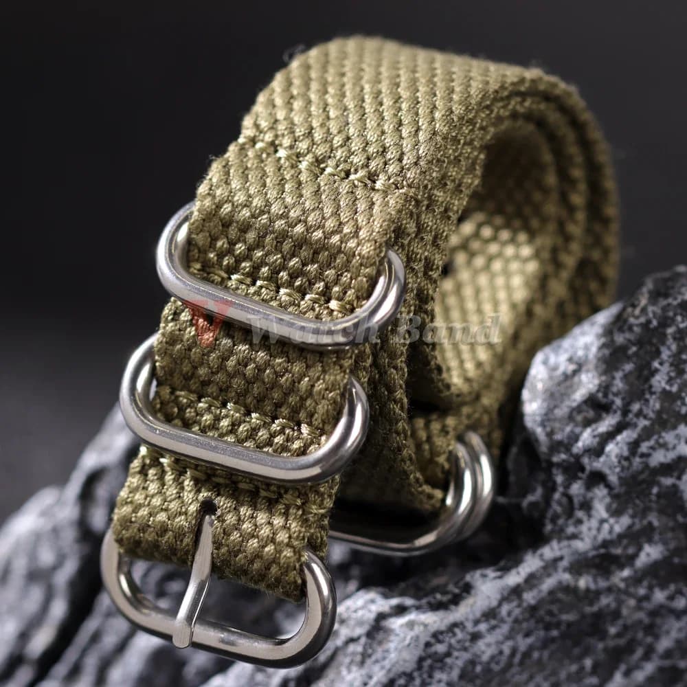 Cinturino per orologio in cotone a costine 20mm 22mm Cinturini per orologi in nylon verde militare Cinturino in tessuto intrecciato Accessori da uomo per cinturino militare