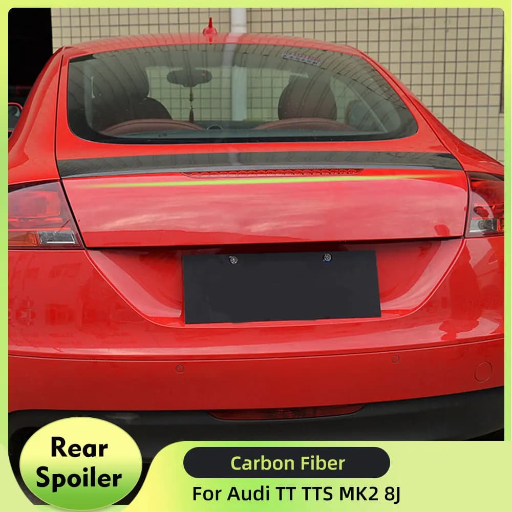 Spoiler posteriore in fibra di carbonio per Audi TT TTS MK2 8J 2008 - 2014 Tronco di coda Coperchio del bagagliaio Spoiler al labbro FRP Non verniciato