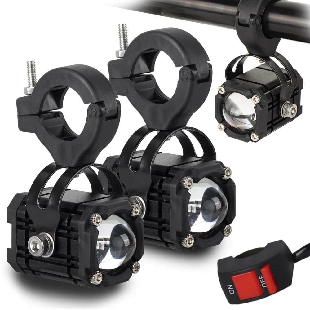 Luci a LED per moto Faretti universali per motos Dual Color Regolazione a 360 gradi Fendinebbia ausiliario Accessorio per moto