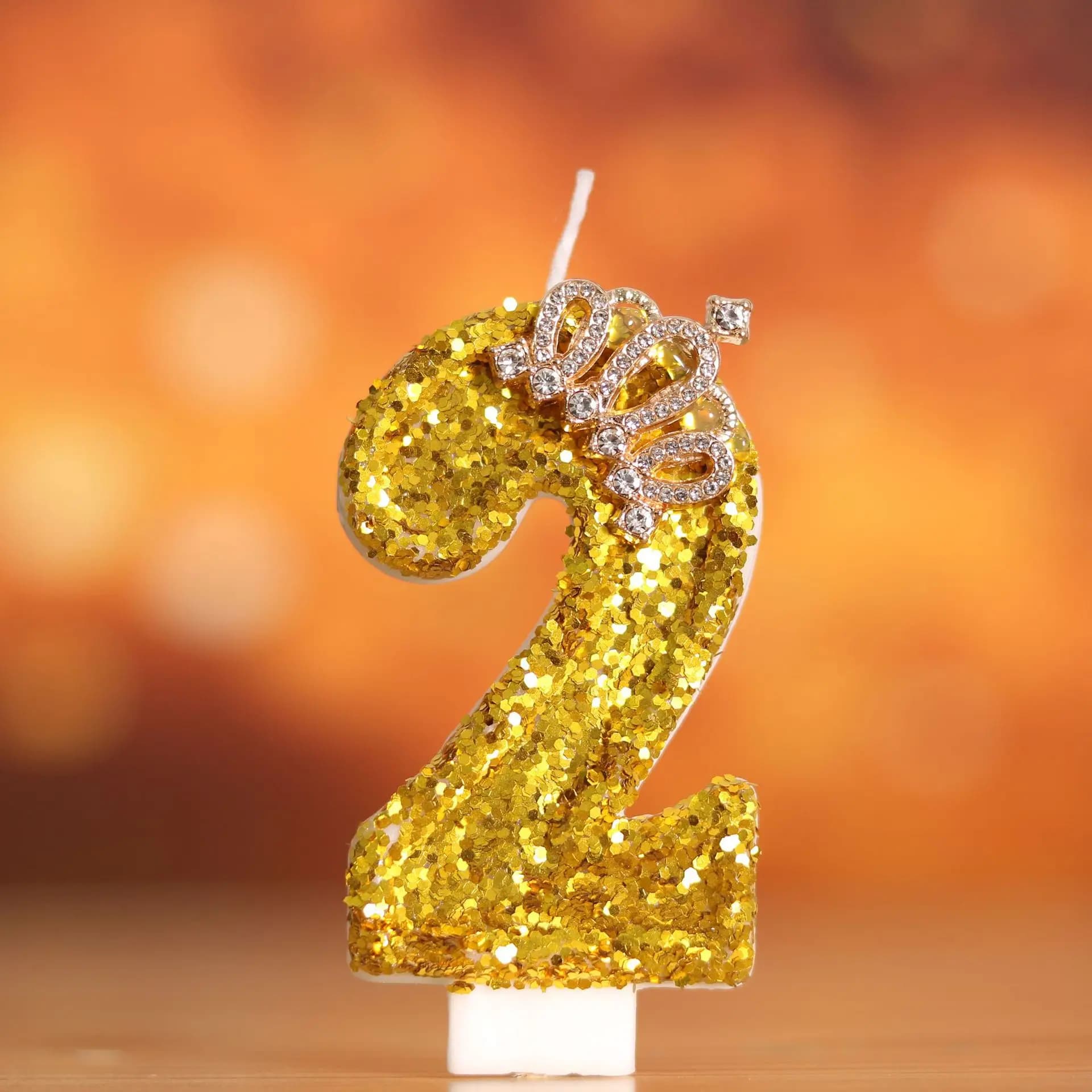 Digital Birthday Cake Golden Crown Three-dimensional Candle in Big Gold