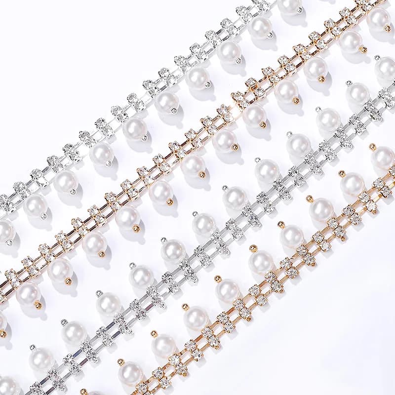 DUCrystal 1yard/pack catena di rifinitura di perle di strass catena di nappe di cristallo per cucire per artigianato abito da sposa/decorazione per feste