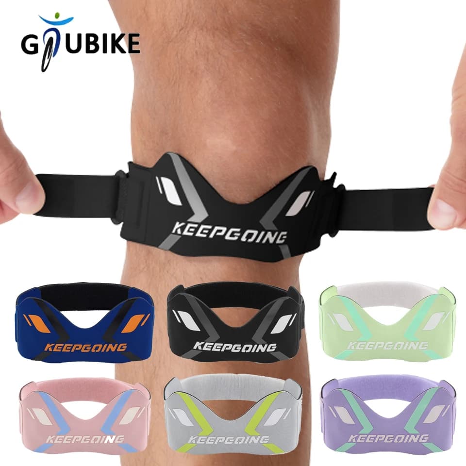 GTUBIKE 1PCS Protezione della fascia rotulea Ginocchiera Supporto tendine del ginocchio Strape Brace Assorbimento regolabile Compressione Pad Basket