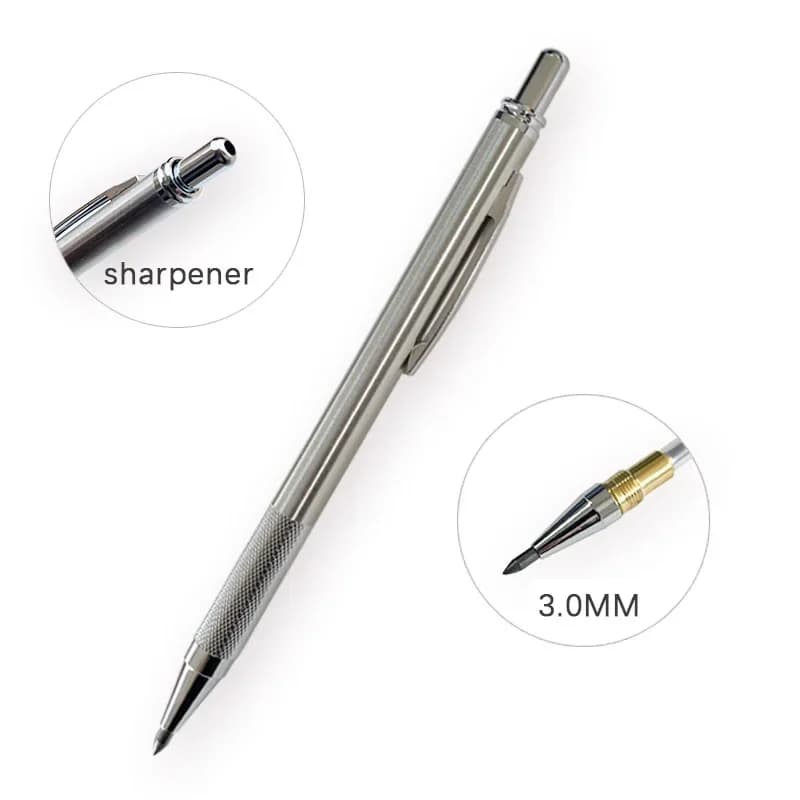 Luxury 3.0MM Metal Mechanical Pencil with Black / Red 2B Leads Professional Art Painting Sketch Crafting Automatic Pencil Tools