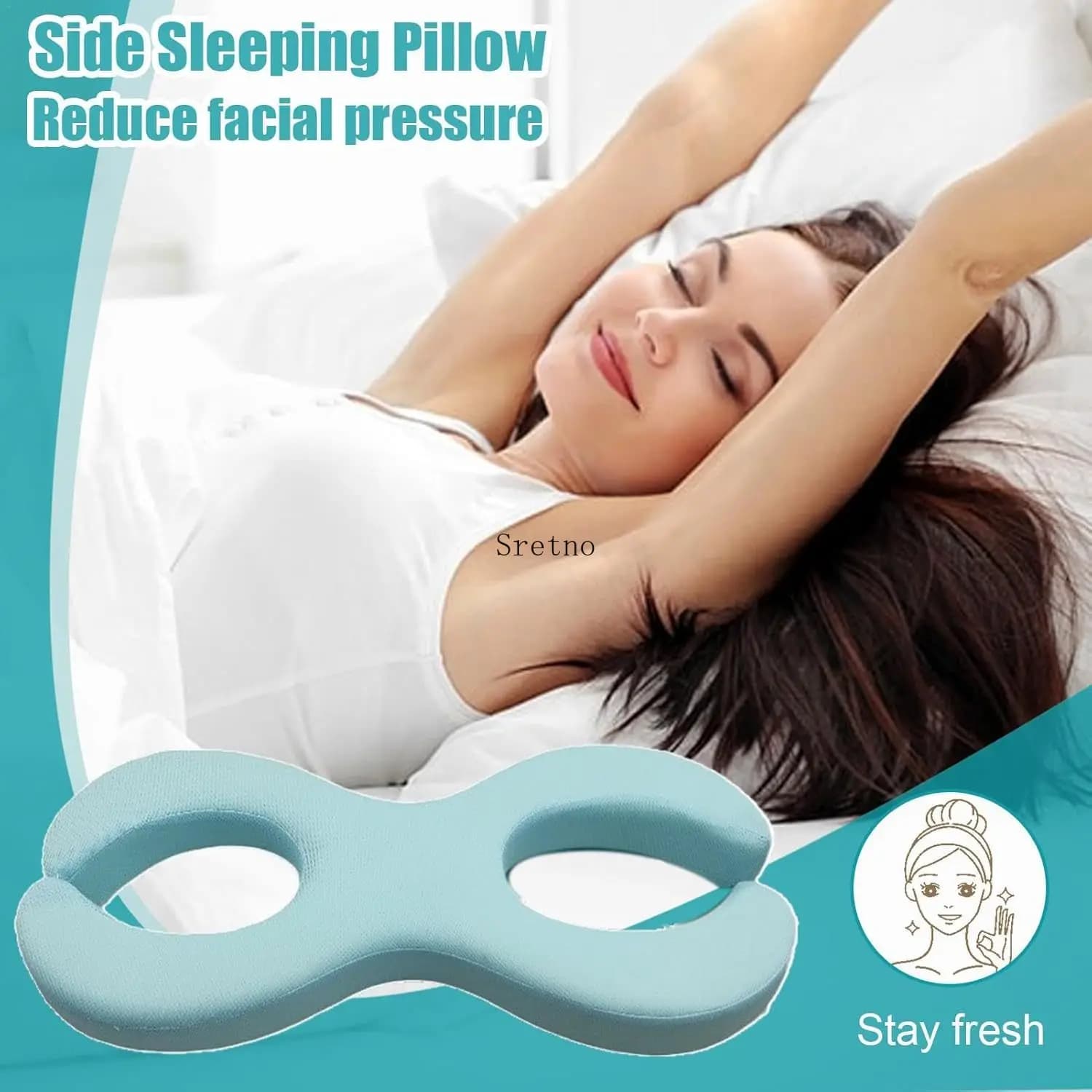 Cuscino di protezione del foro per le orecchie, senza pressione sulle orecchie, cuscini di bellezza cavi per dormire lateralmente, cuscini per dormire antirughe per il sonno profondo