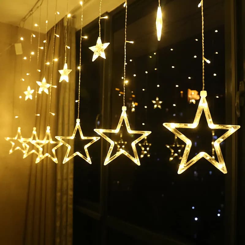 Creativo 2.5M LED Star Fata Luci Spina UE Ghirlanda di Natale Tenda Luci della stringa per la casa Camera da letto Vacanza Decorazione della festa nuziale