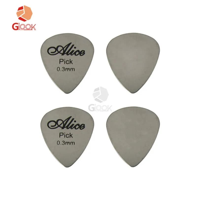 Alice 12 pezzi in acciaio inossidabile con schegge in metallo, plettri per chitarra acustica, plettri per chitarra elettrica