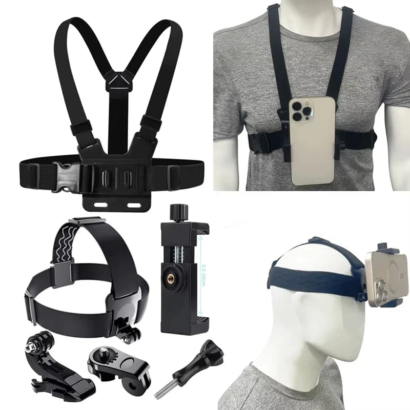 Per GoPro Hero Riding Head Strap Supporto per il torace Cintura per imbracatura Kit di supporto per telefono per Insta360 DJI Osmo Action Camera Accessori