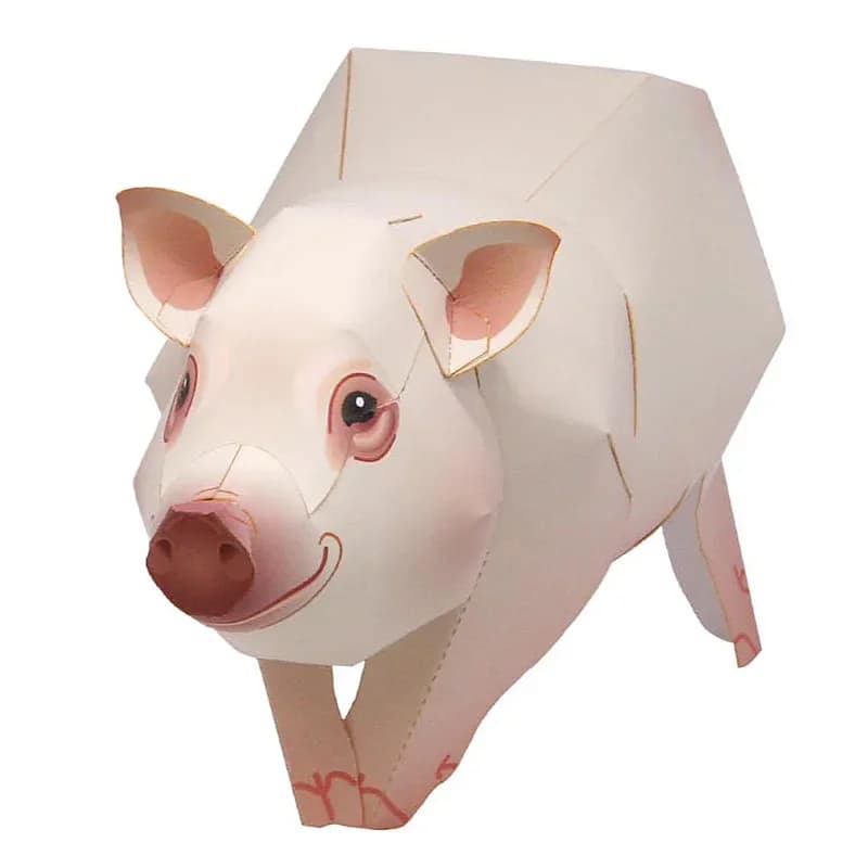 Miniature Pig Origami Art Folding Mini Cute 3D Paper Model Papercraft Animal Figure DIY Kids Adult Handmade Craft Toys QD-011