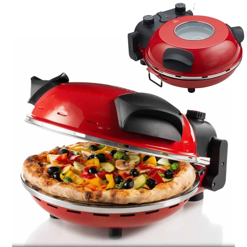 -Macchina per pizza elettrica per cottura rapida con pietra ceramica da 12 pollici Macchina per pizza a fuoco di legna Forno elettrico per pizza