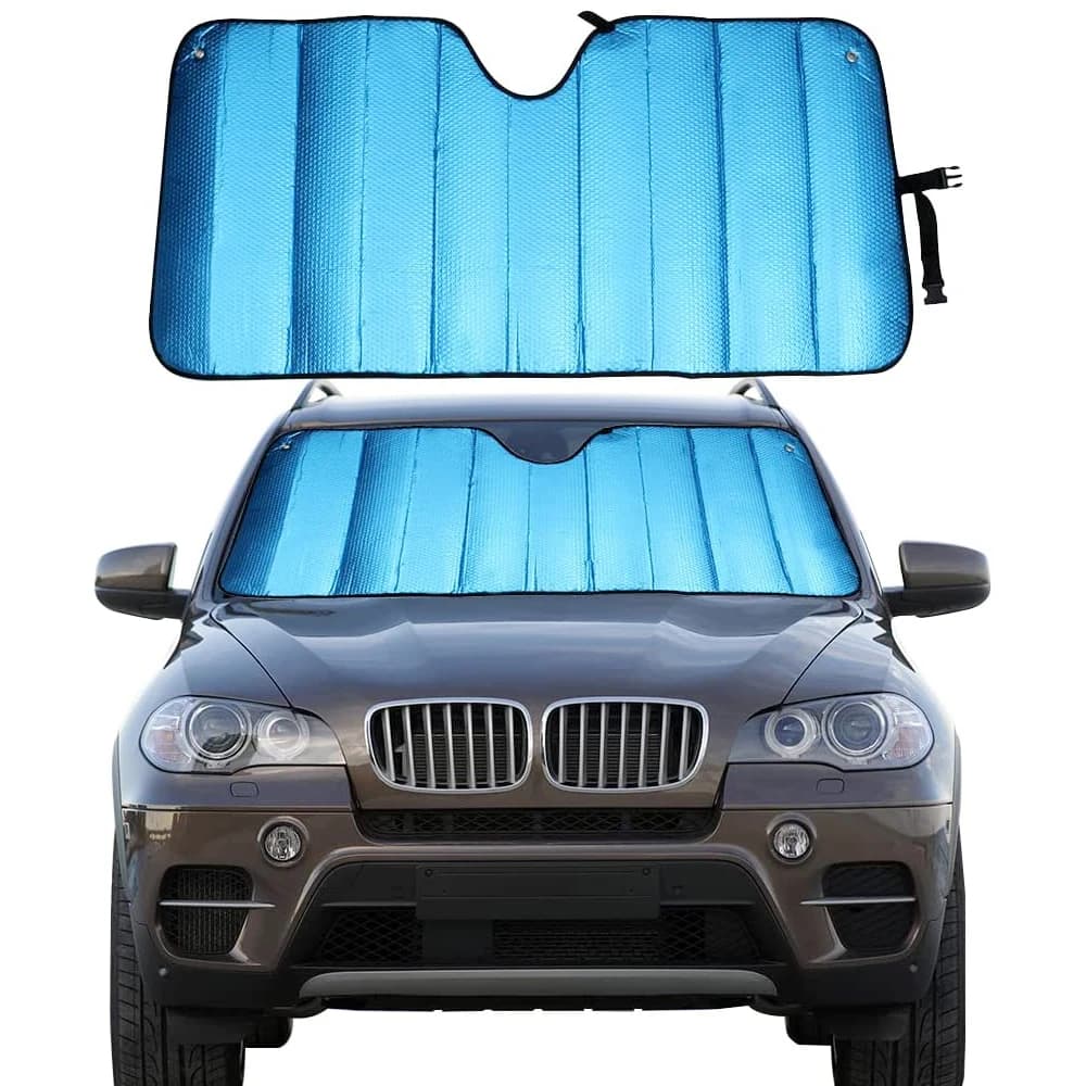 Parasole per finestrino anteriore a 5 strati addensato blu argento Parasole per parabrezza per auto con schermo protettivo anti UV portatile