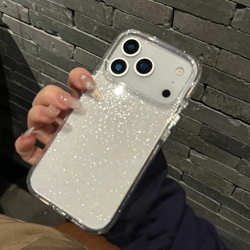 Custodia Trasparente Lusso Glitter Bling Antiurto in TPU per iPhone 17 Pro Max 12 13 14 15 16 17 Pro Max 15 14 Plus 17 Air