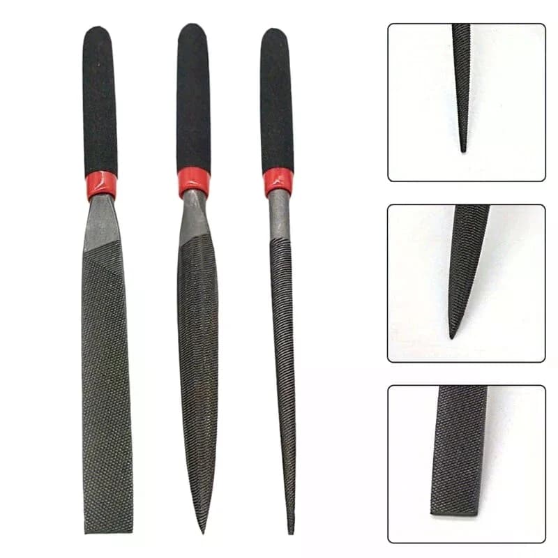 Set di 3 Lime Piatte in Acciaio per Incisione su Pietra, Vetro, Metallo, Artigianato e Lavorazione del Legno