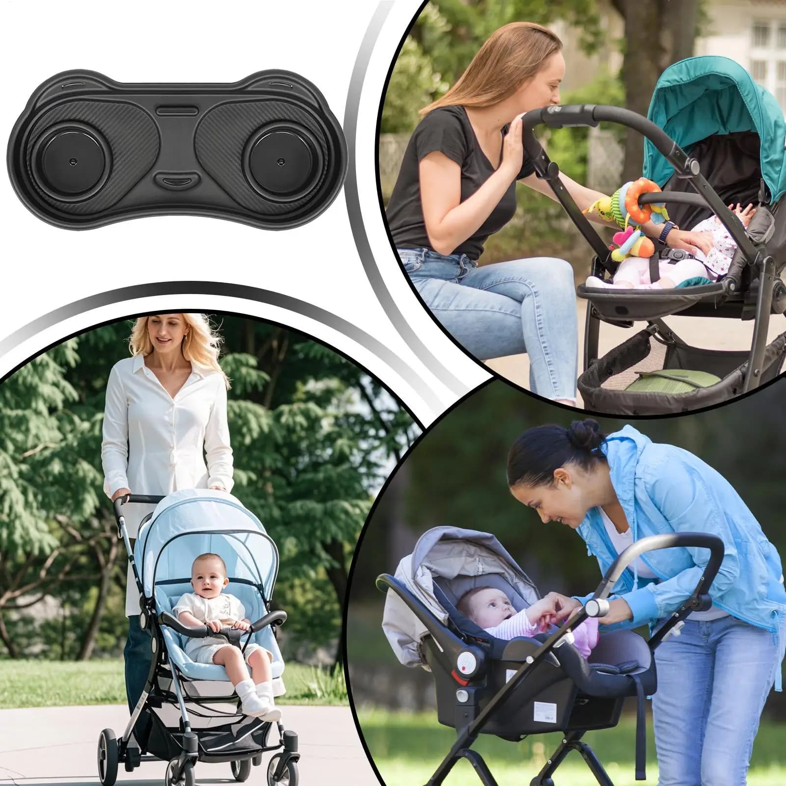 Attacco per vassoio per snack per passeggino con design staccabile Attacco per adattatore per morsetto per vassoio per passeggino da viaggio antiscivolo per bambino