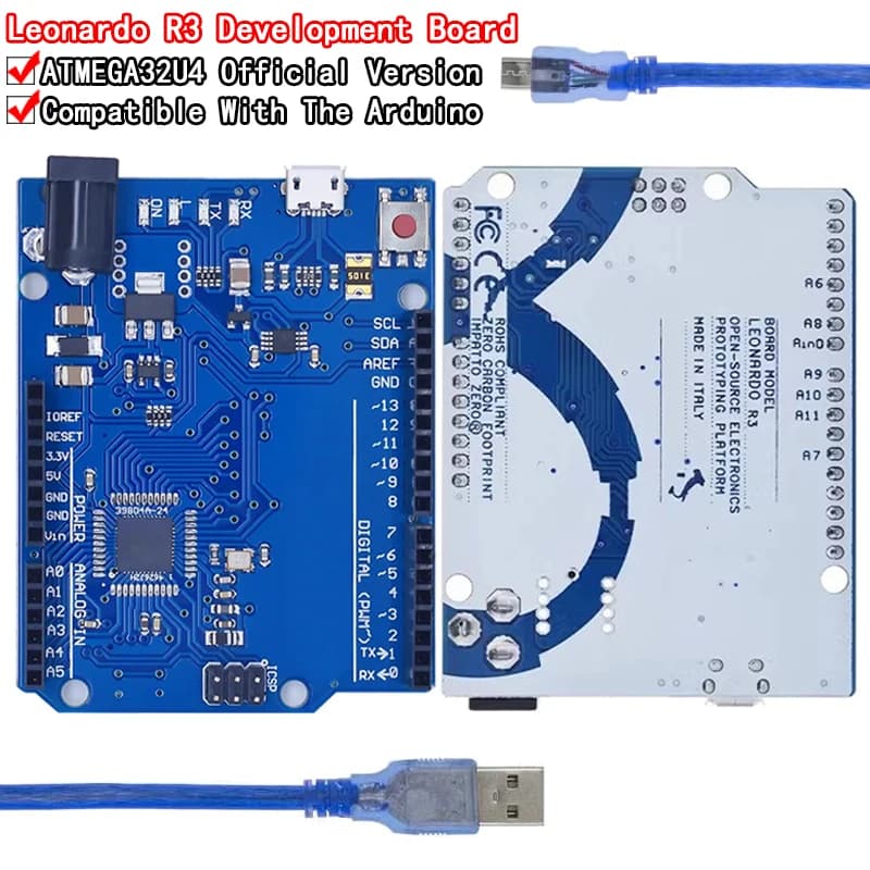 Leonardo R3 Atmega32u4 microcontroller development card with compatible USB cable for Starter Kit arduino fai da te