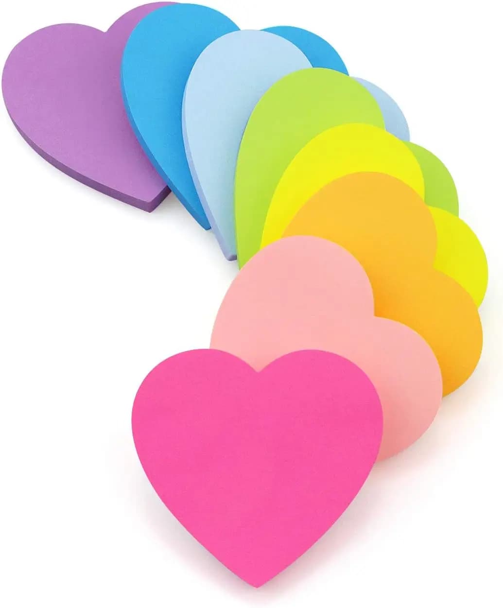 Note adesive a forma di cuore, 8 colori vivaci, 75 fogli/blocco, blocco note autoadesivo