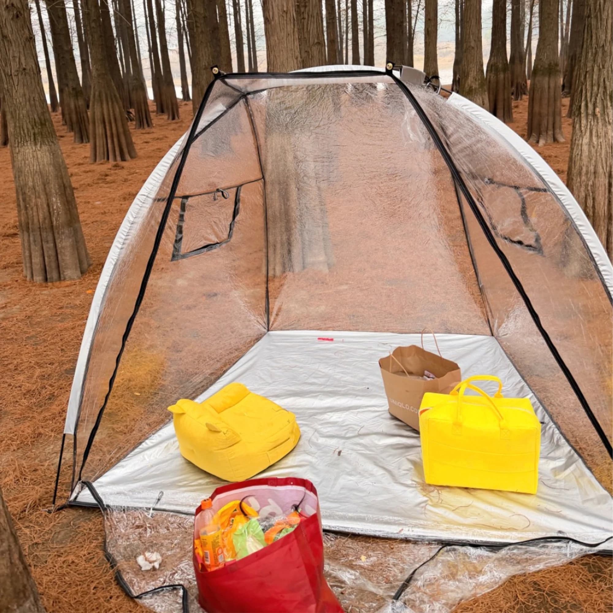 Widening Transparent Tent with Windows, Outdoor Viewing, Sun Drying Room for 3 People, Leisure Camping, Ventilation