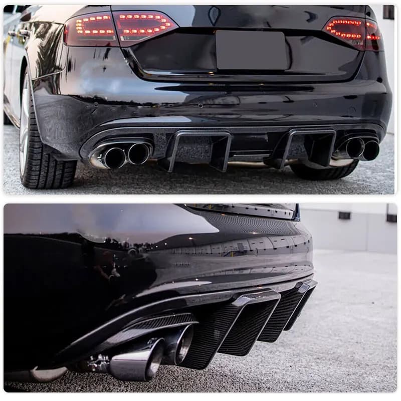 Auto Rear bumper Diffuser for Audi S4 B8 Berlina 4 Doors 2008-2012 Rear diffuser in Carbon fiber Lip Apron Protection