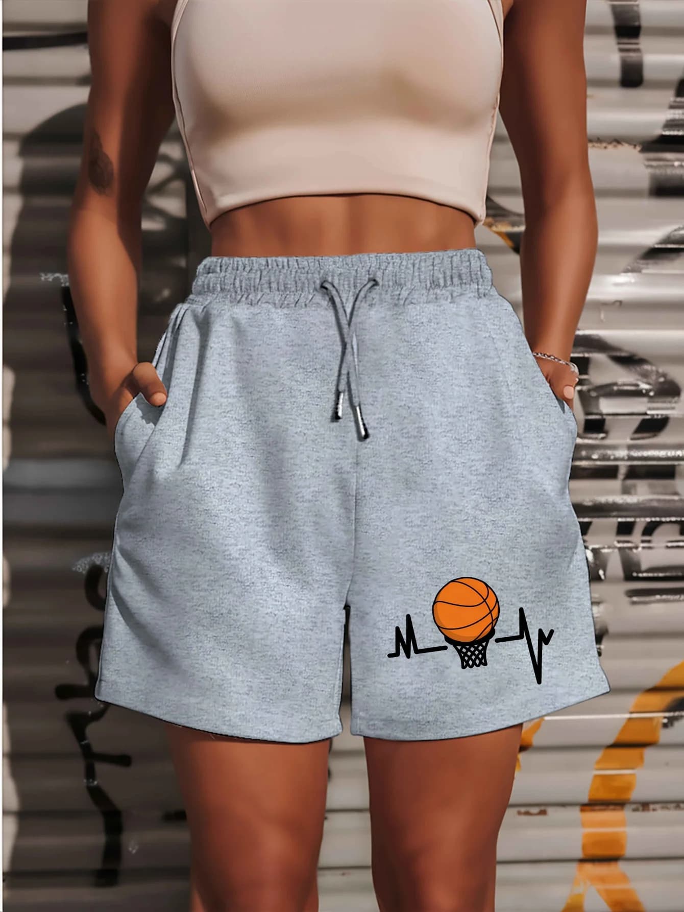 Pantaloncini estivi da donna con stampa, elastico in vita, traspiranti e anti-sudore, adatti per sport, corsa e fitness