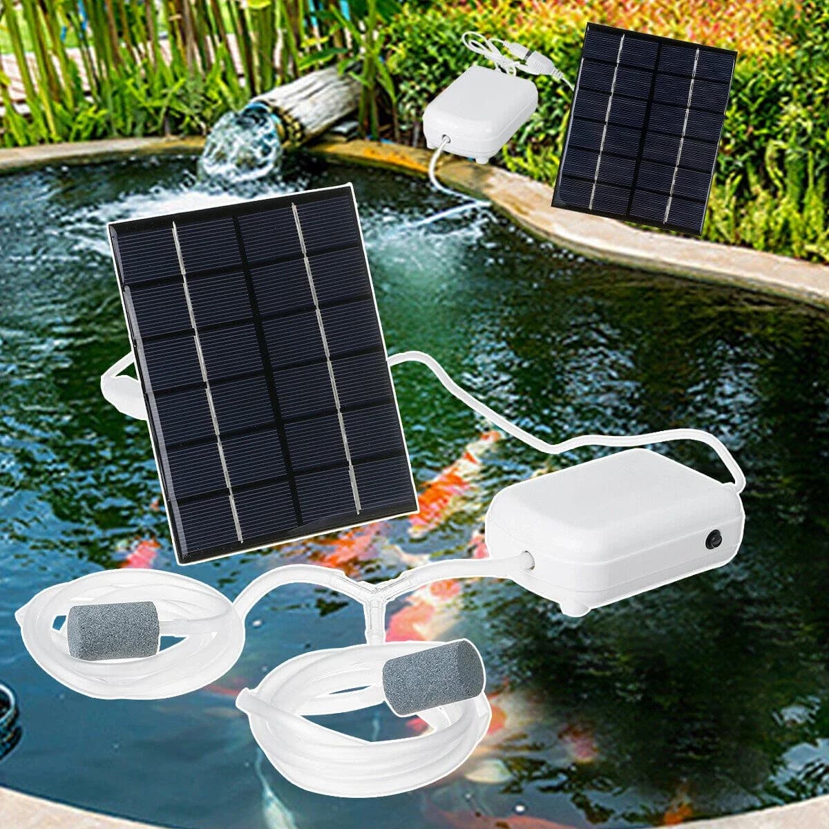 5W 1.6L/min 2 in 1 pompa solare per ossigeno ad acqua pompa ad aria ad energia solare ossigenatore con tubi di ossigeno per laghetto attrezzi da giardino per acquario