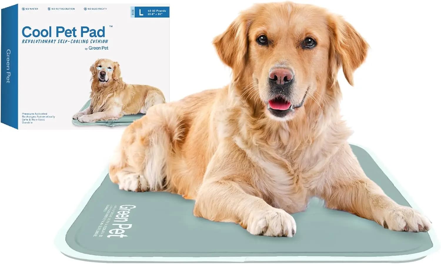 Tappetino Autoraffreddante Grande per Cani e Gatti 46-80 libbre, Grigio Salvia, Non Richiede Acqua