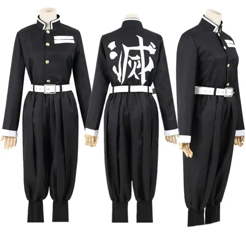 Anime Demon Slayers Kimetsu no Yaiba Costume Cosplay Top Giacca Pantaloni Nero Uniforme della squadra Abiti unisex di Halloween