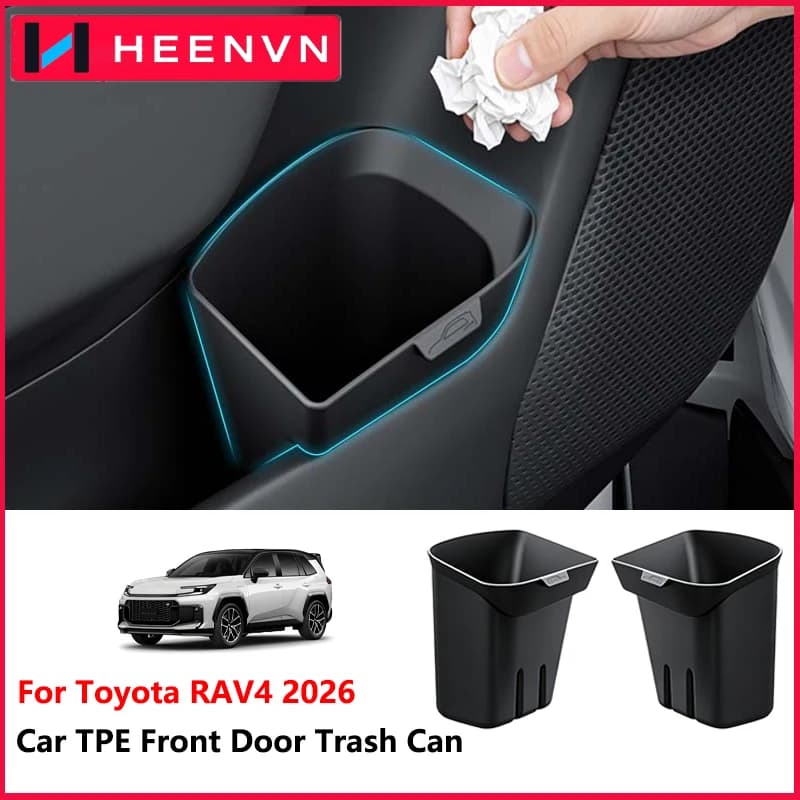 Heenvn Trash Can for Toyota RAV4 2026 Car TPE Trash Bin Driver Side Front Door Pocket Trash Garbage Bin Organizer Accessories