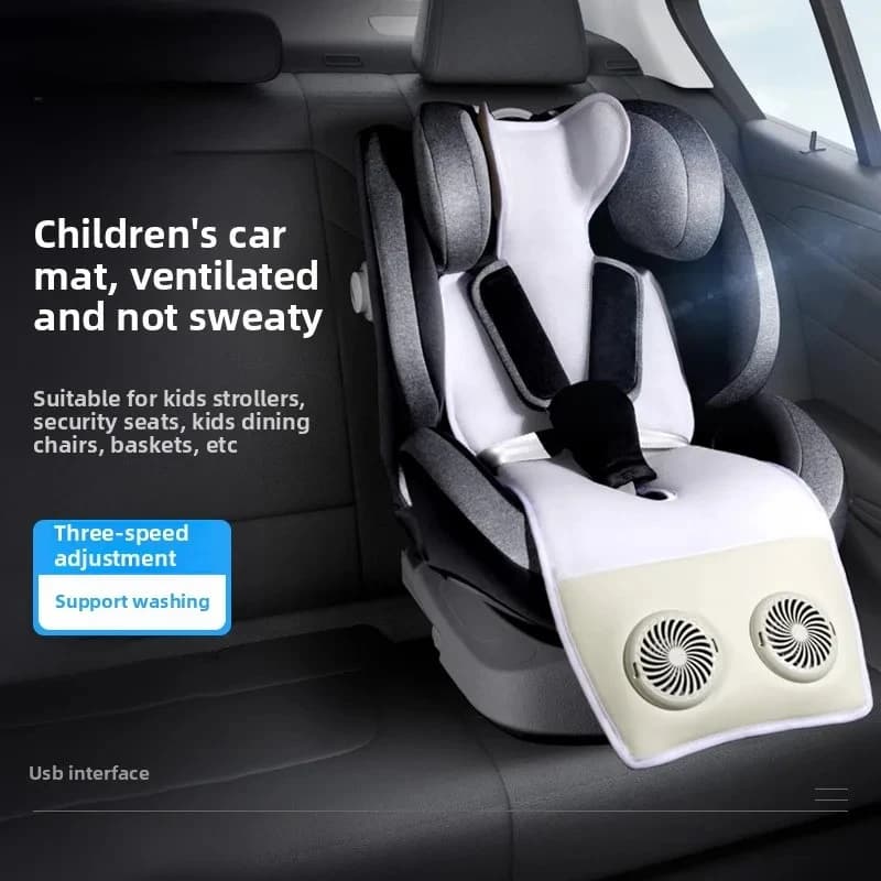 Detachable silent fan ventilation cover with USB charging Ice silk rail Cool cover Safety cover for breathable car