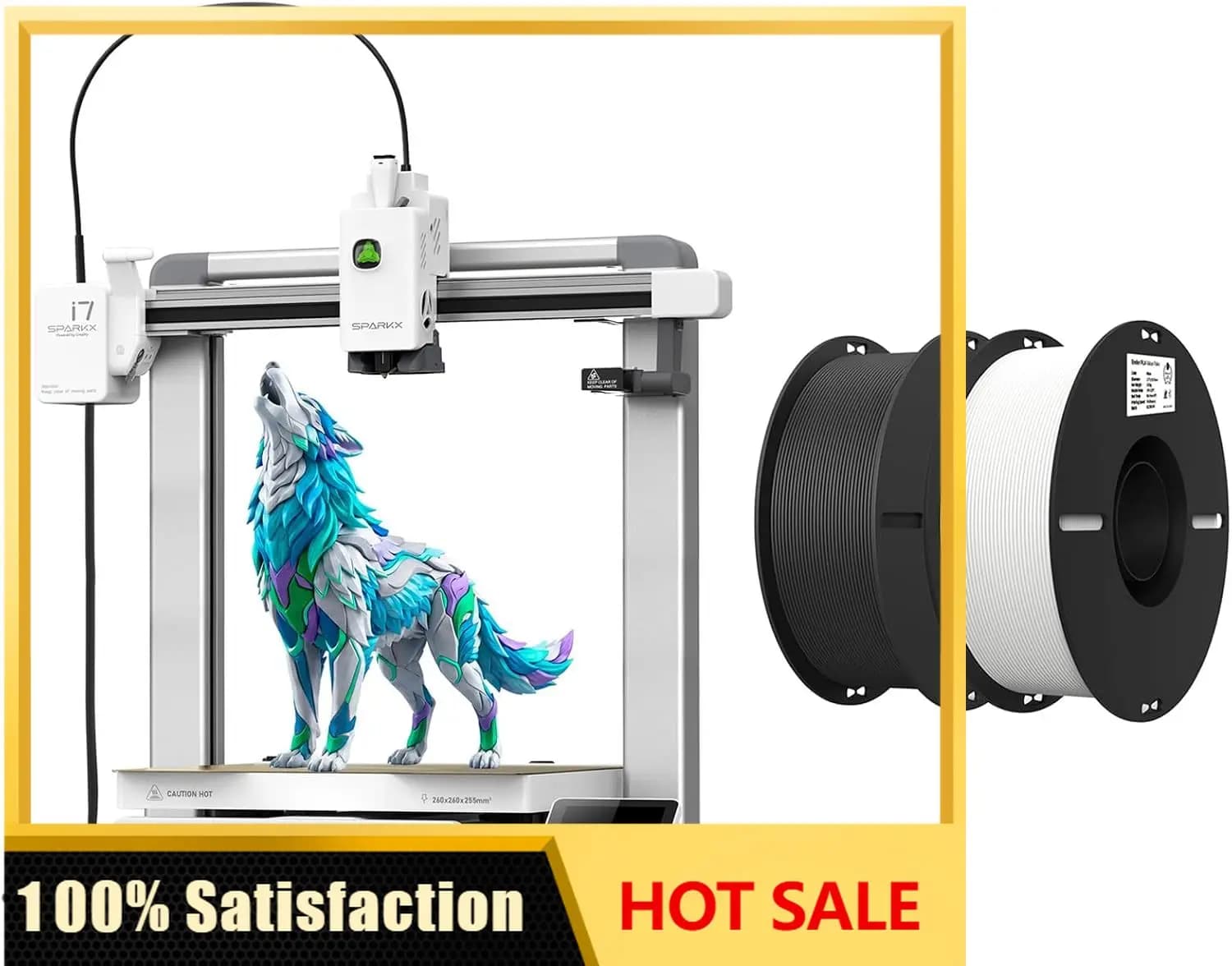 SPARKX i7 3D Printer Bundle with 2kg Black & White PLA 1.75mm Filament
