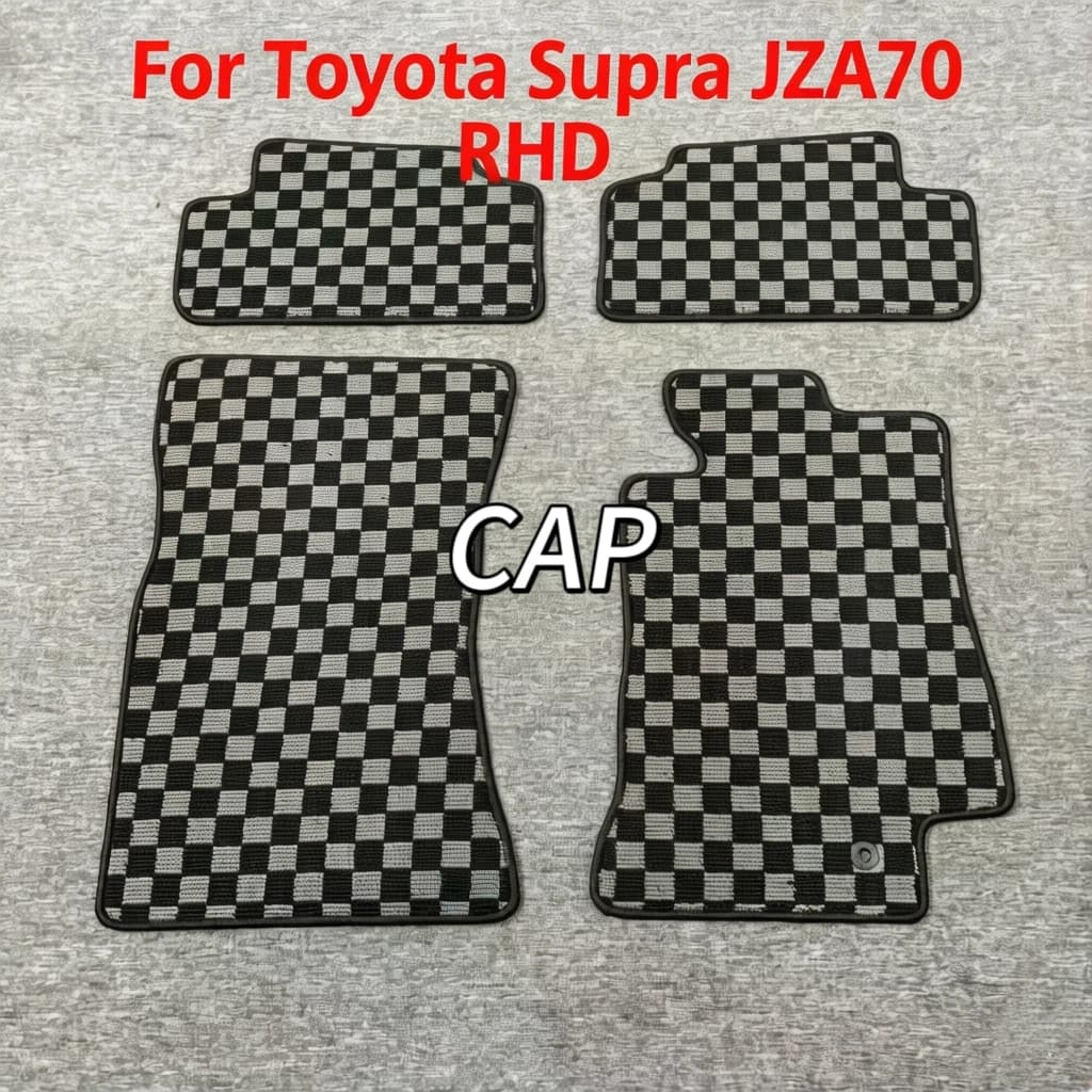 Tappetini Auto Personalizzati per Toyota Supra JZA70 RHD, Design Classico Giapponese a Quadri, Protezione per Tutte le Stagioni, Accessori Interni Premium