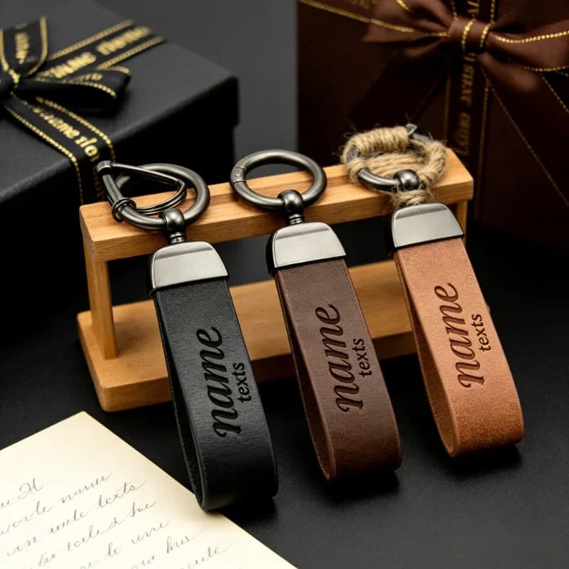 Blank Personalized Leather Keychain Strap Gold Hardware Detachable D Ring Multi Key Rings Corporate Souvenir Wedding Favor Gift