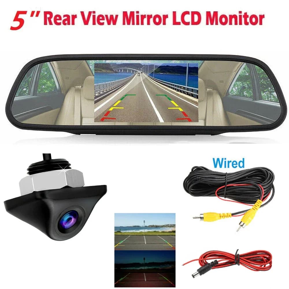 5 Inch LCD Rear Mirror Camera Kit for Car MPV RV SUV Parking Simple Installation