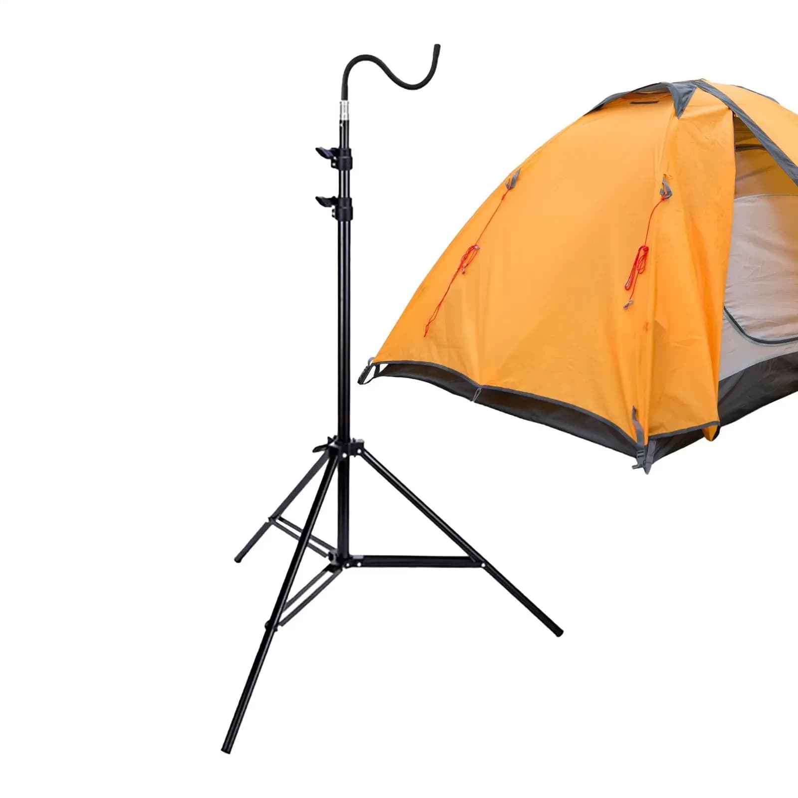 Supporto per Lampada da Campeggio 2m, Treppiede Pieghevole Telescopico, Leggero in Alluminio, Regolabile, Accessori per Campeggio