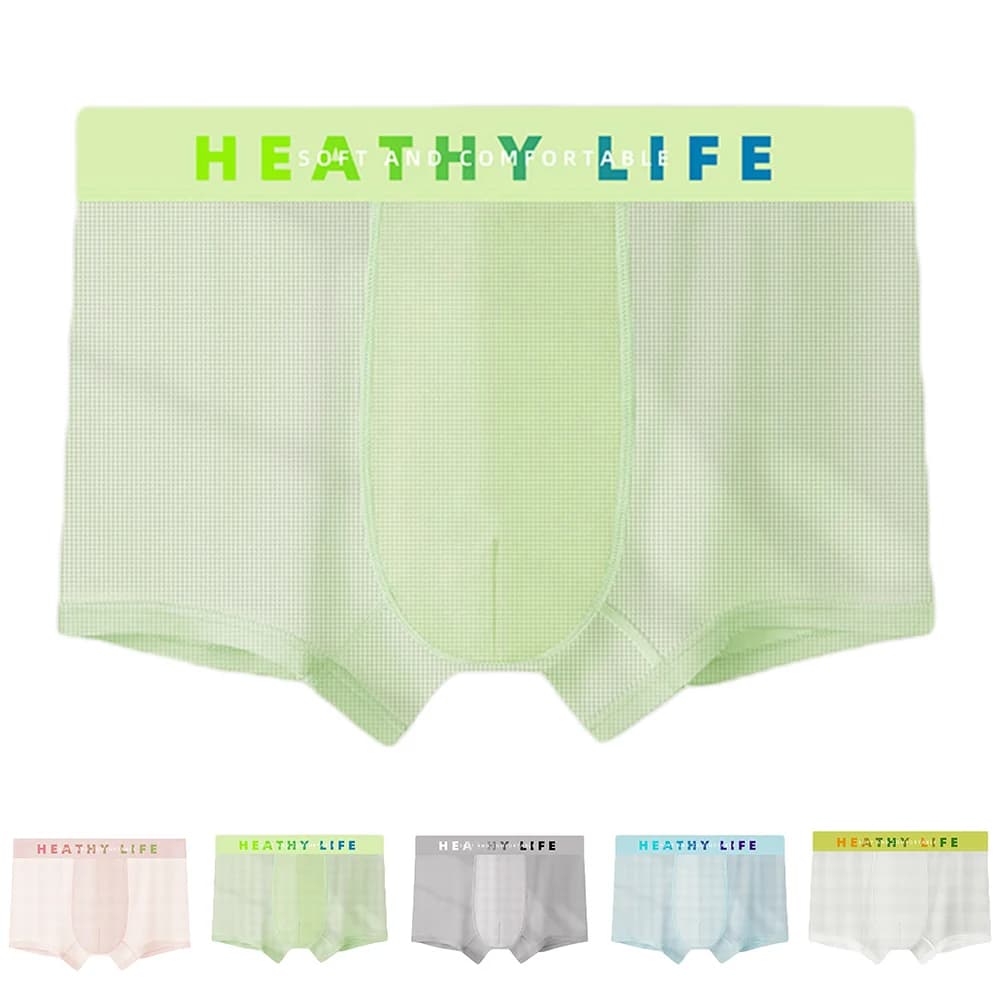 Men Shorts Boxer Briefs For Summer Cooling Ice Silk Bulge Pouch Middle Waist Panties Comfortable Lingerie Underwear