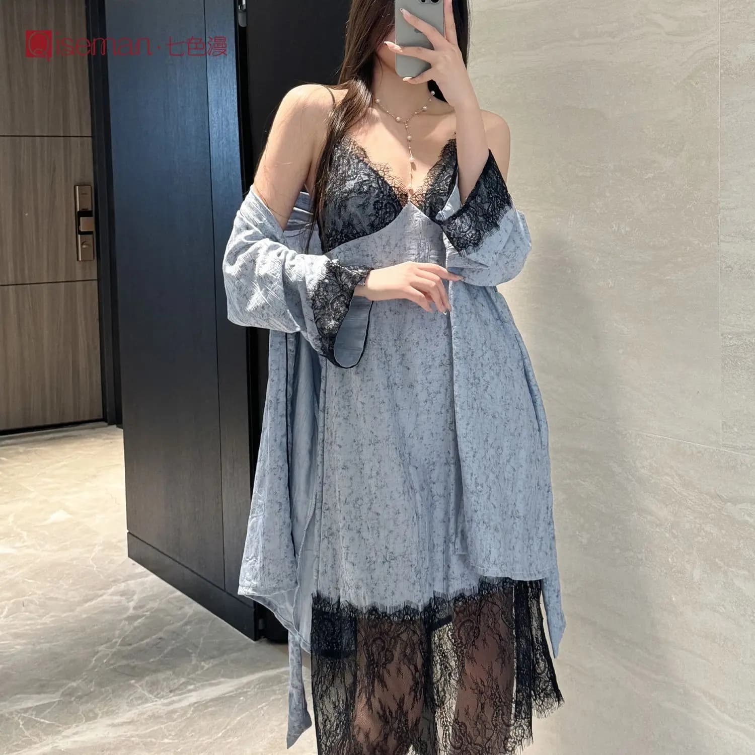 Set Kimono da Donna Twinset: Vestaglia, Camicia da Notte in Pizzo, Abbigliamento da Notte e Loungewear in Raso Setoso per Primavera Estate