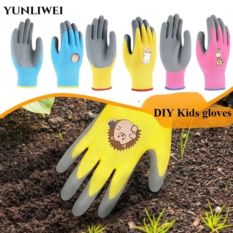 Guanti di protezione per la sicurezza dei bambini, resistenti, impermeabili, da lavoro, da giardino, antiscivolo, guanti in lattice per bambini, resistenti alle perforazioni, guanti da cucina
