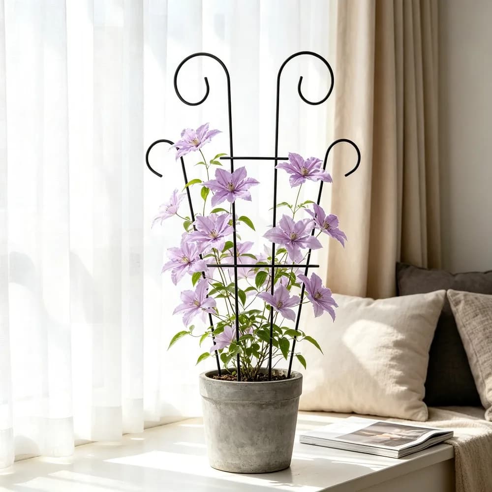 Garden Trellis for Climbing Plants Outdoor Black Metal Plant Support Stake Potted Flowers Vines Vegetables Backyard Decoration